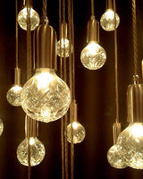 Luxury Clear Crystal Glass LED Pendant Lamp with Brass Fixture for Indoor Decor