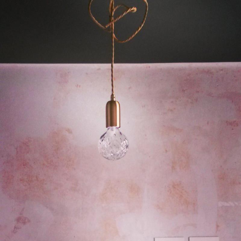 Luxury Clear Crystal Glass LED Pendant Lamp with Brass Fixture for Indoor Decor