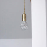 Luxury Clear Crystal Glass LED Pendant Lamp with Brass Fixture for Indoor Decor