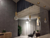 Luxury Clear Crystal Glass LED Pendant Lamp with Brass Fixture for Indoor Decor