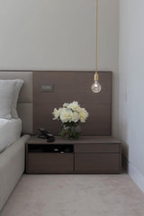 Luxury Clear Crystal Glass LED Pendant Lamp with Brass Fixture for Indoor Decor