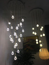 Luxury Clear Crystal Glass LED Pendant Lamp with Brass Fixture for Indoor Decor