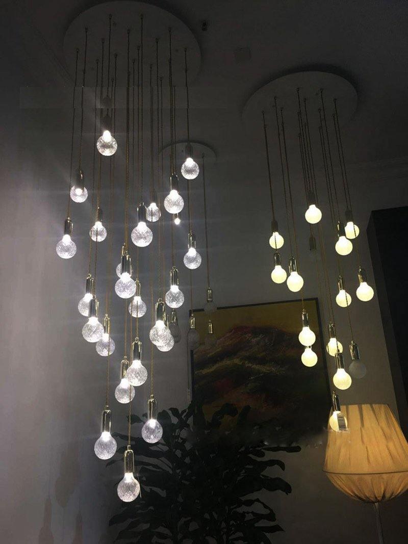 Luxury Clear Crystal Glass LED Pendant Lamp with Brass Fixture for Indoor Decor