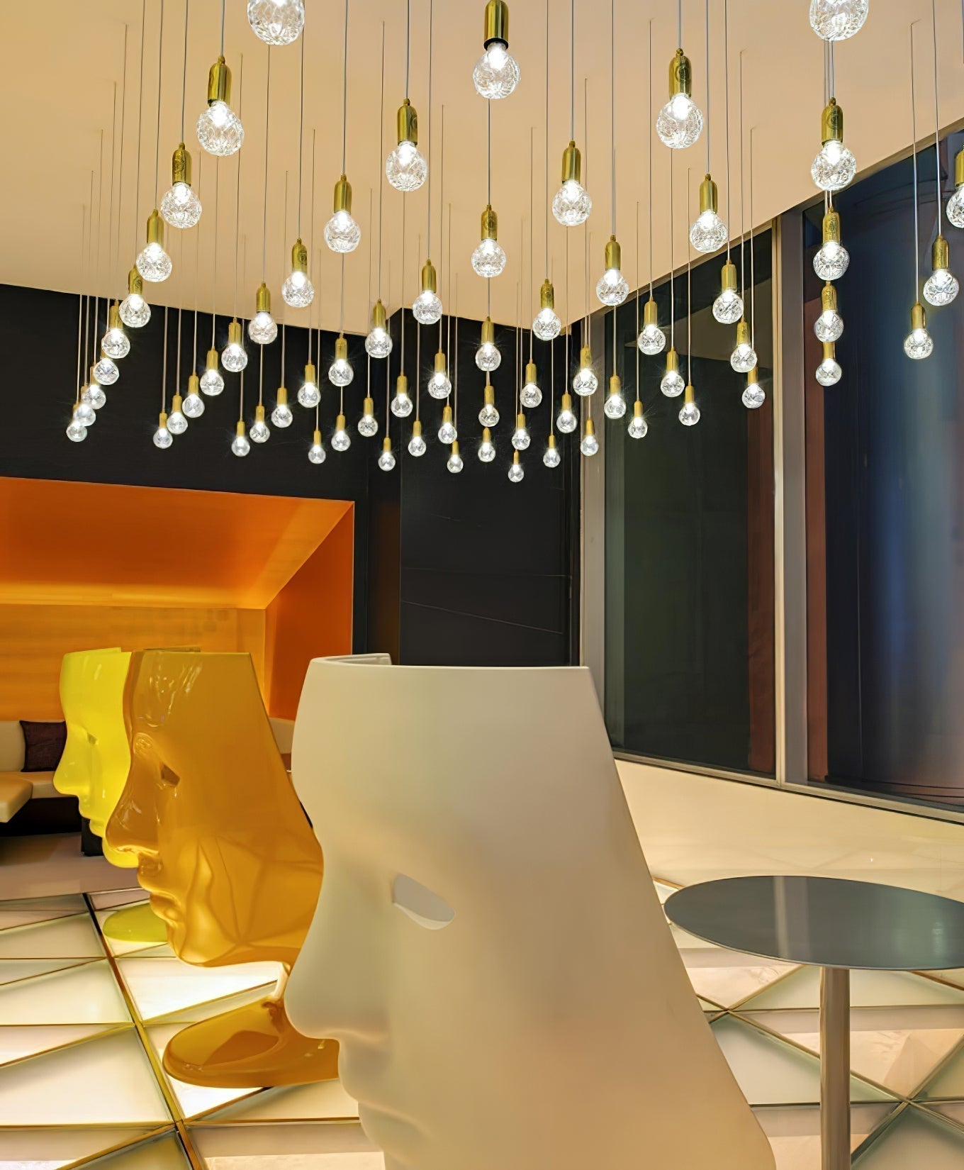 Luxury Clear Crystal Glass LED Pendant Lamp with Brass Fixture for Indoor Decor
