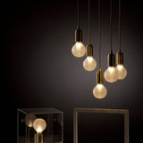 Luxury Clear Crystal Glass LED Pendant Lamp with Brass Fixture for Indoor Decor