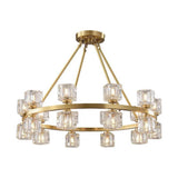 Luxury Copper and Crystal Flush Mount Chandelier Gold Finish LED Ceiling Light Fixture