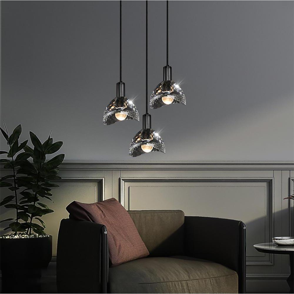 Luxury Copper LED Crystal Pendant Lamp Nordic Single Hanging Light for Dining Room and Bedroom
