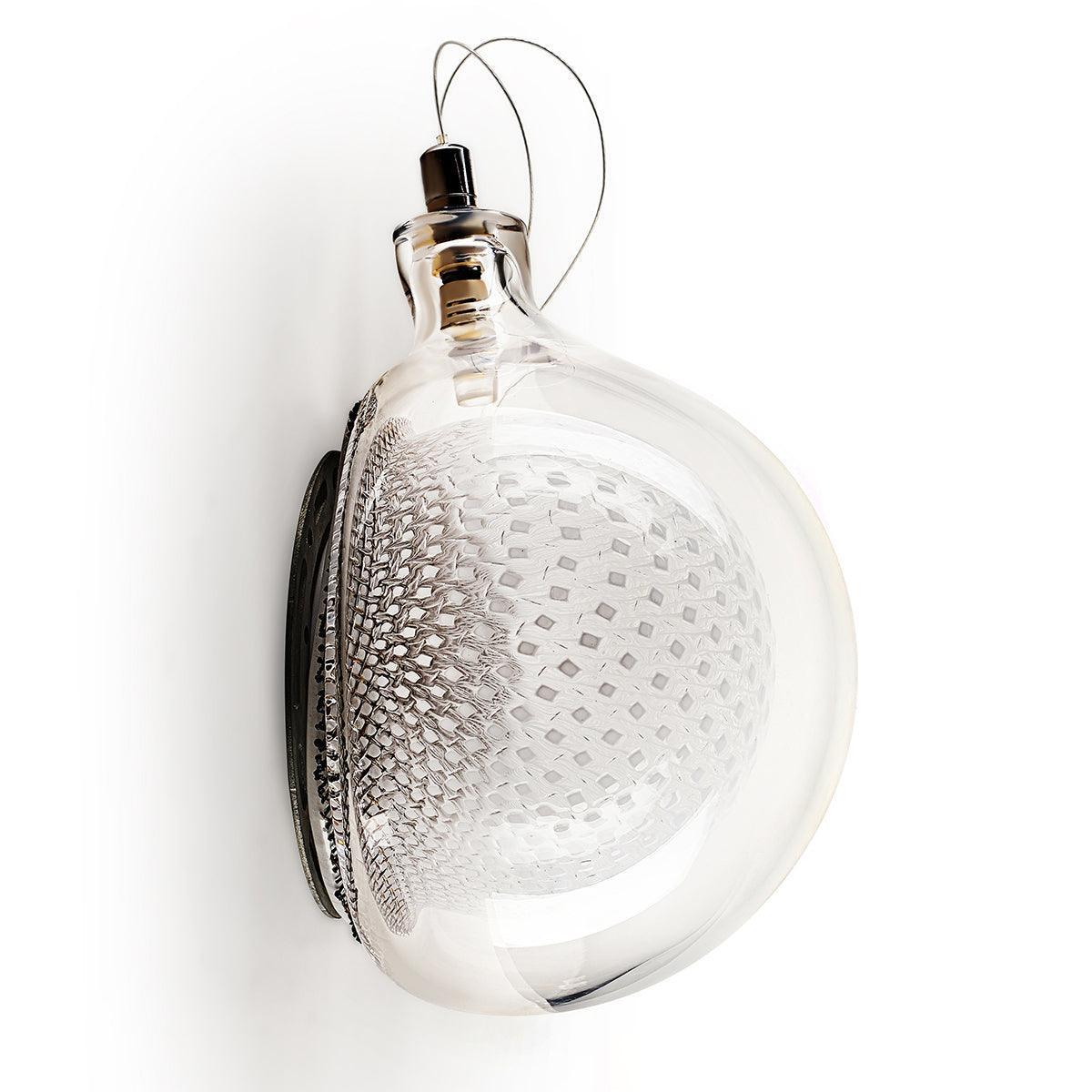 Luxury Copper Mesh and Clear Blown Glass Wall Sconce for Indoor Lighting