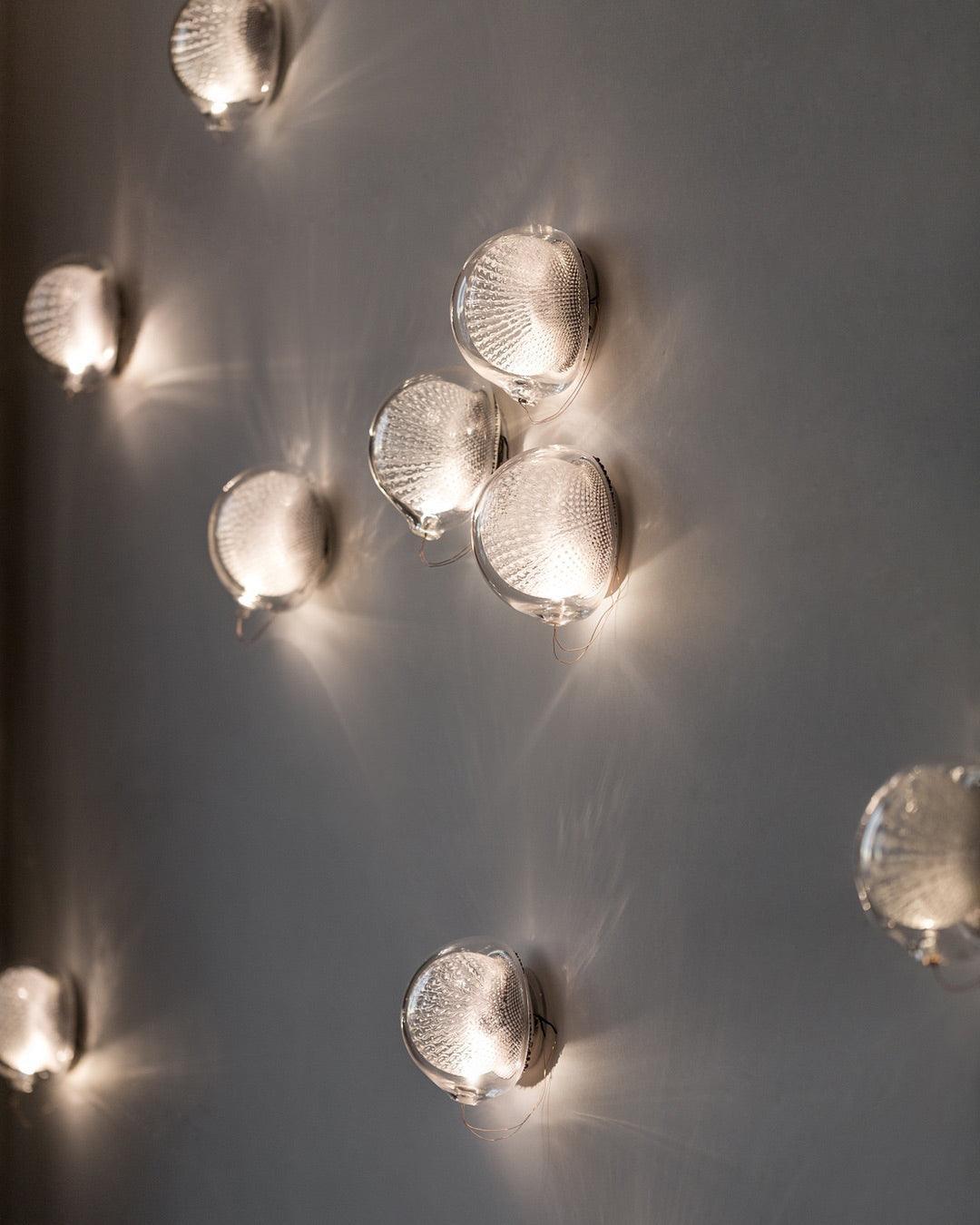 Luxury Copper Mesh and Clear Blown Glass Wall Sconce for Indoor Lighting
