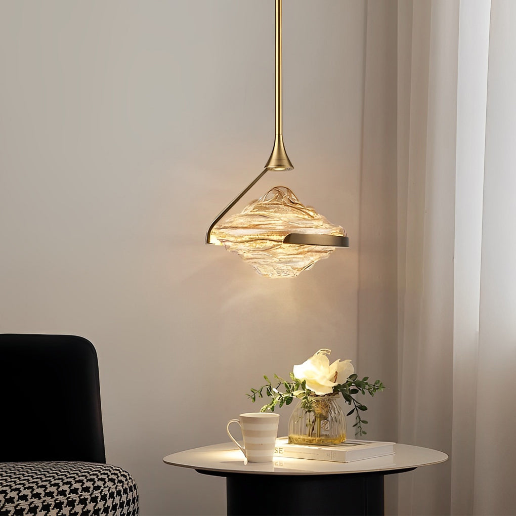 Luxury Creative Spinning Top Glass LED Pendant Light Modern Bedside Hanging Lamp for Home