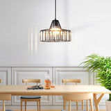 Luxury Crystal Glass Drum Chandelier Modern Ceiling Pendant Light in Gold or Black