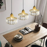 Luxury Crystal Glass Drum Chandelier Modern Ceiling Pendant Light in Gold or Black