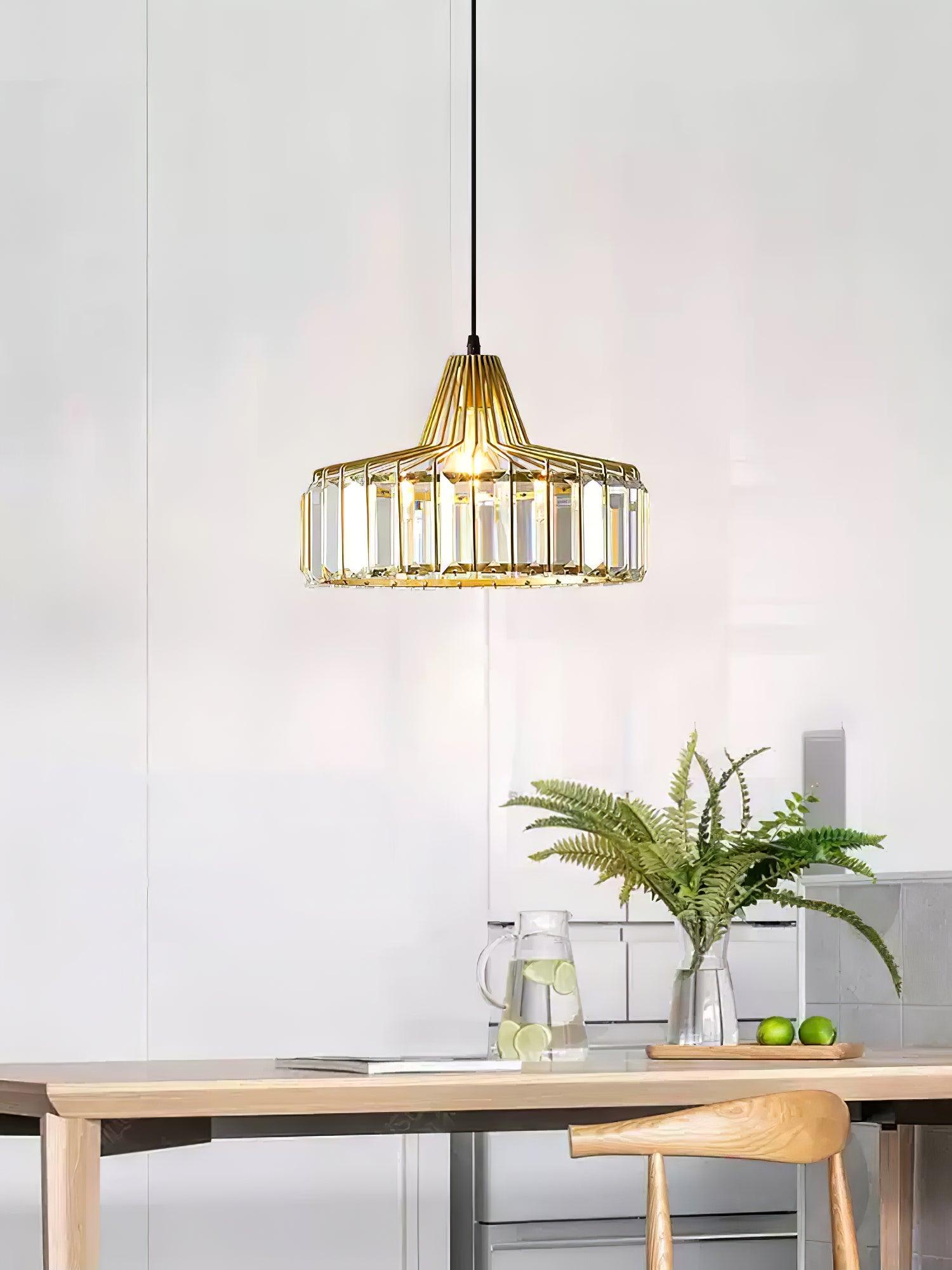 Luxury Crystal Glass Drum Chandelier Modern Ceiling Pendant Light in Gold or Black