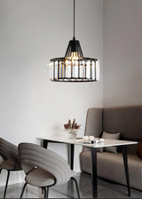 Luxury Crystal Glass Drum Chandelier Modern Ceiling Pendant Light in Gold or Black