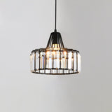 Luxury Crystal Glass Drum Chandelier Modern Ceiling Pendant Light in Gold or Black