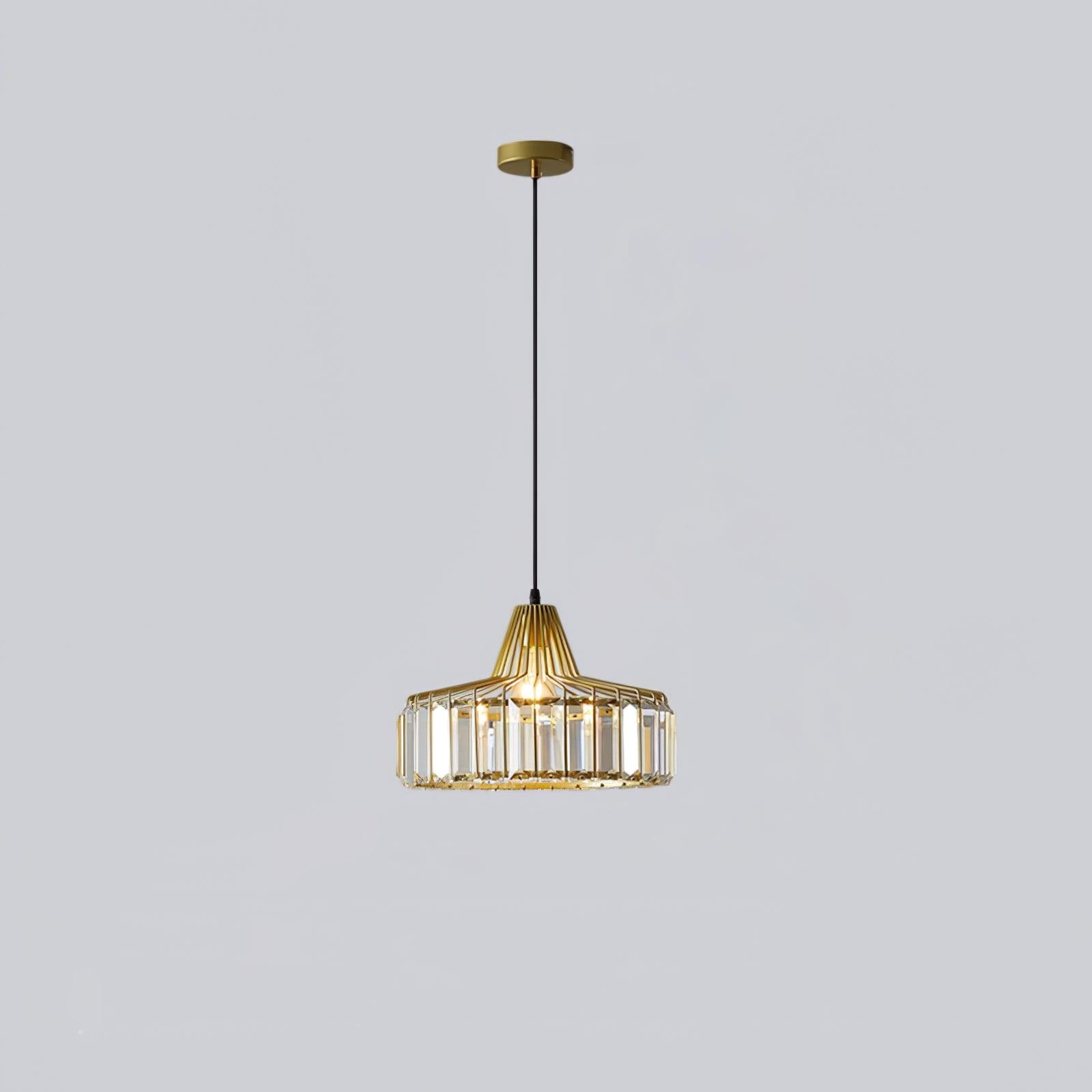 Luxury Crystal Glass Drum Chandelier Modern Ceiling Pendant Light in Gold or Black