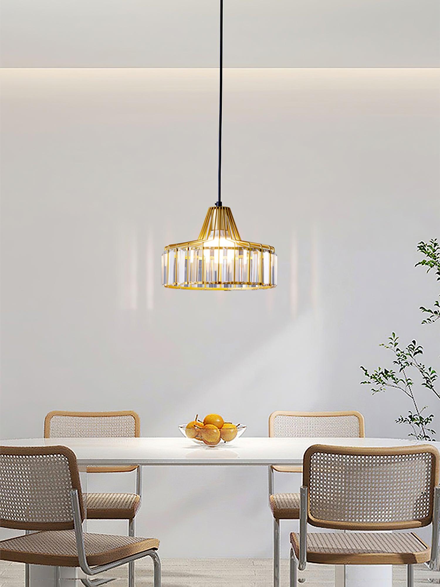 Luxury Crystal Glass Drum Chandelier Modern Ceiling Pendant Light in Gold or Black