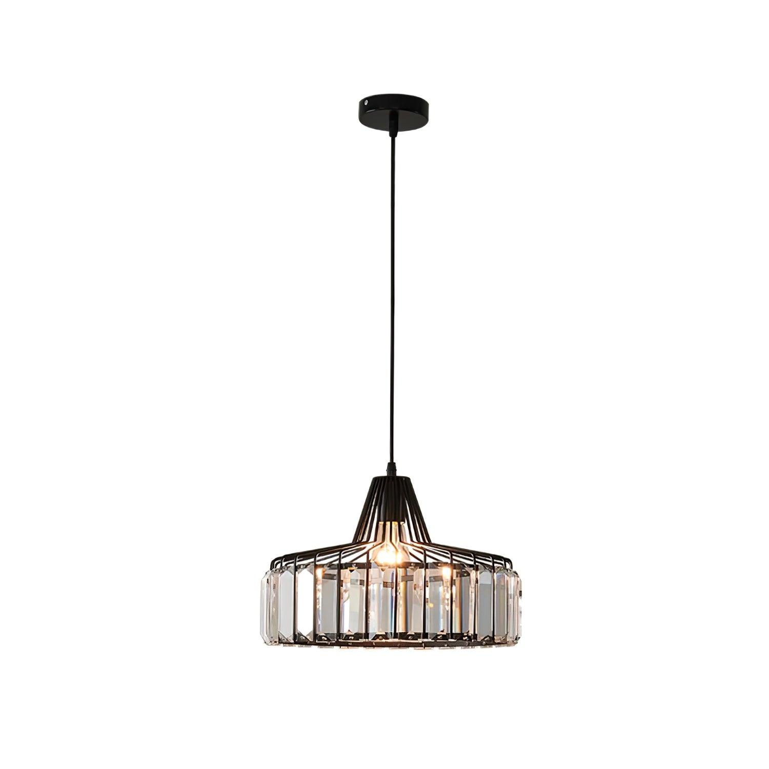 Luxury Crystal Glass Drum Chandelier Modern Ceiling Pendant Light in Gold or Black