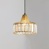 Luxury Crystal Glass Drum Chandelier Modern Ceiling Pendant Light in Gold or Black