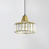 Luxury Crystal Glass Drum Chandelier Modern Ceiling Pendant Light in Gold or Black