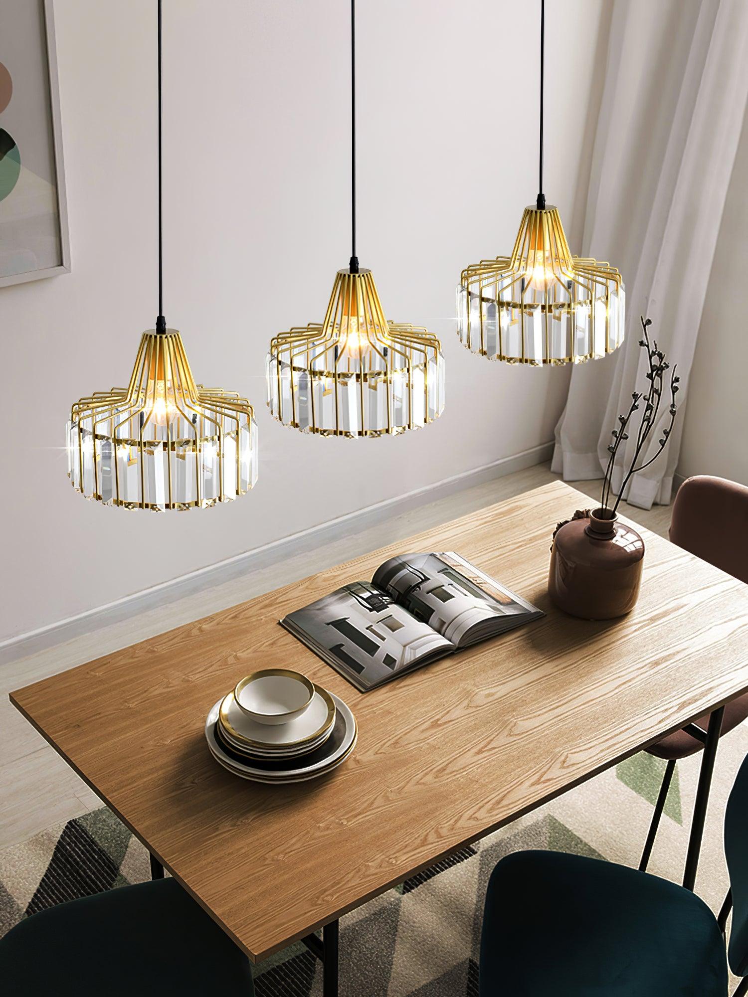 Luxury Crystal Glass Drum Chandelier Modern Ceiling Pendant Light in Gold or Black
