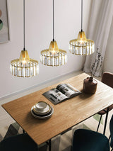 Luxury Crystal Glass Drum Chandelier Modern Ceiling Pendant Light in Gold or Black