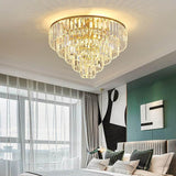 Luxury Crystal LED Ceiling Light Modern Flush Mount Metal Fixture for Dining and Living Room