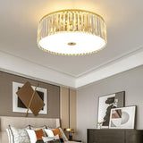 Luxury Crystal LED Ceiling Light Modern Flush Mount Metal Fixture for Dining and Living Room