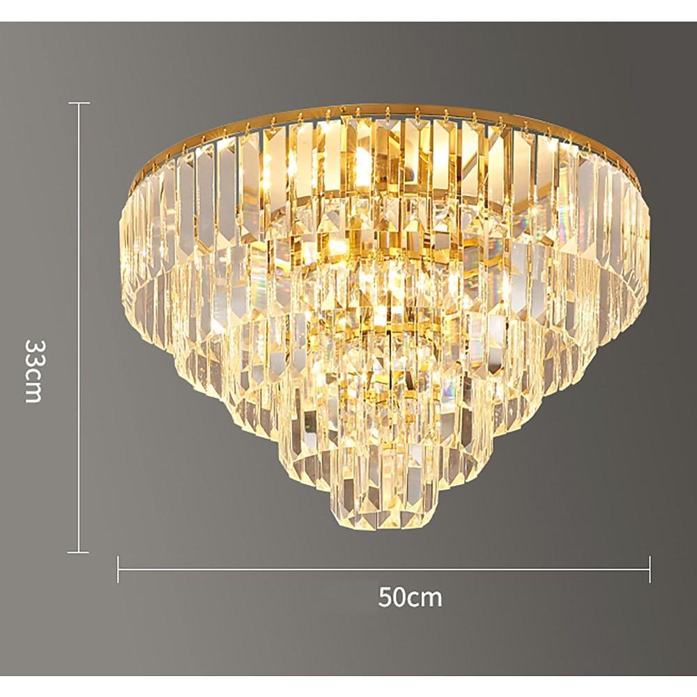 Luxury Crystal LED Ceiling Light Modern Flush Mount Metal Fixture for Dining and Living Room