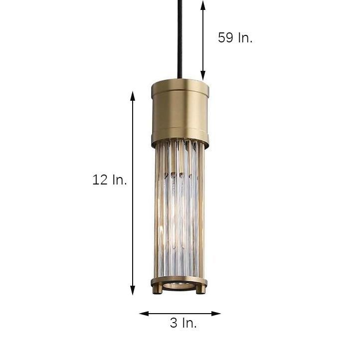 Luxury Crystal LED Cylinder Pendant Light Brass Copper Finish Hanging Lamp for Dining Room