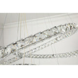 Luxury Crystal Ring LED Chandelier Adjustable Tiered Hanging Pendant Light in Chrome