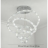 Luxury Crystal Ring LED Chandelier Adjustable Tiered Hanging Pendant Light in Chrome