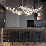 Luxury Double Layer Gingko Leaf Ceramic Crown Chandelier for Large Dining and Living Spaces