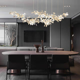 Luxury Double Layer Gingko Leaf Ceramic Crown Chandelier for Large Dining and Living Spaces