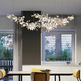 Luxury Double Layer Gingko Leaf Ceramic Crown Chandelier for Large Dining and Living Spaces
