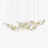 Luxury Double Layer Gingko Leaf Ceramic Crown Chandelier for Large Dining and Living Spaces