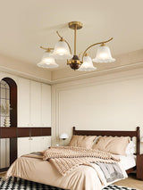 Luxury Flora Brass Chandelier with Elegant Frosted Glass Flower Petal Shades