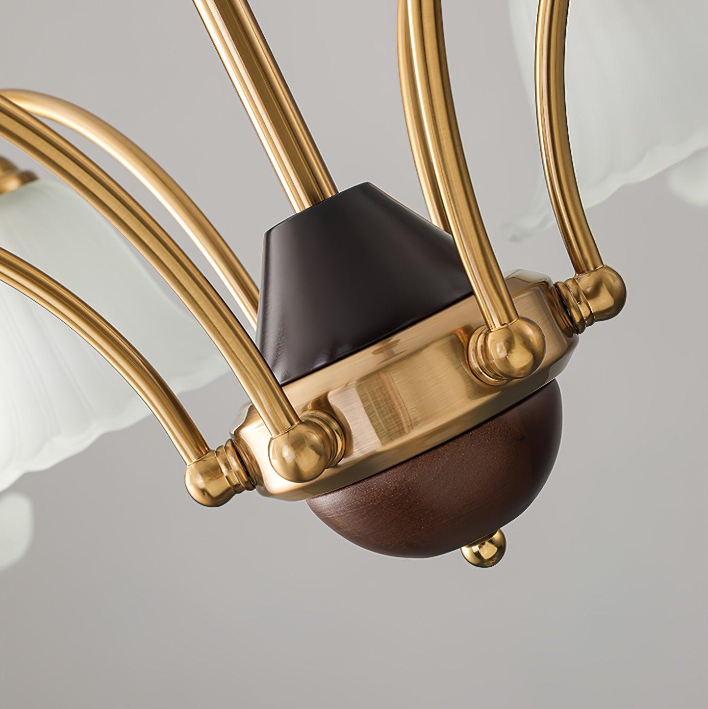 Luxury Flora Brass Chandelier with Elegant Frosted Glass Flower Petal Shades