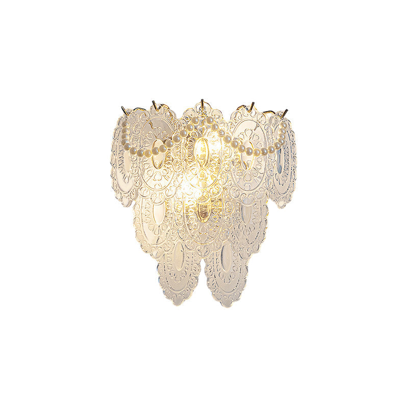 Luxury French Style Glass Feather Wall Lamp with Three Step Dimming LED Lighting
