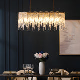 Luxury Glass Icicle Droplet Crystal Chandelier with Copper Frame and 3 Step Dimming