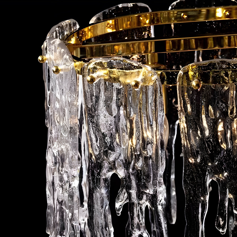 Luxury Glass Icicle Droplet Crystal Chandelier with Copper Frame and 3 Step Dimming