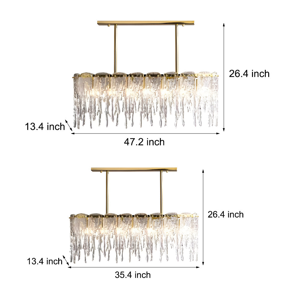 Luxury Glass Icicle Droplet Crystal Chandelier with Copper Frame and 3 Step Dimming