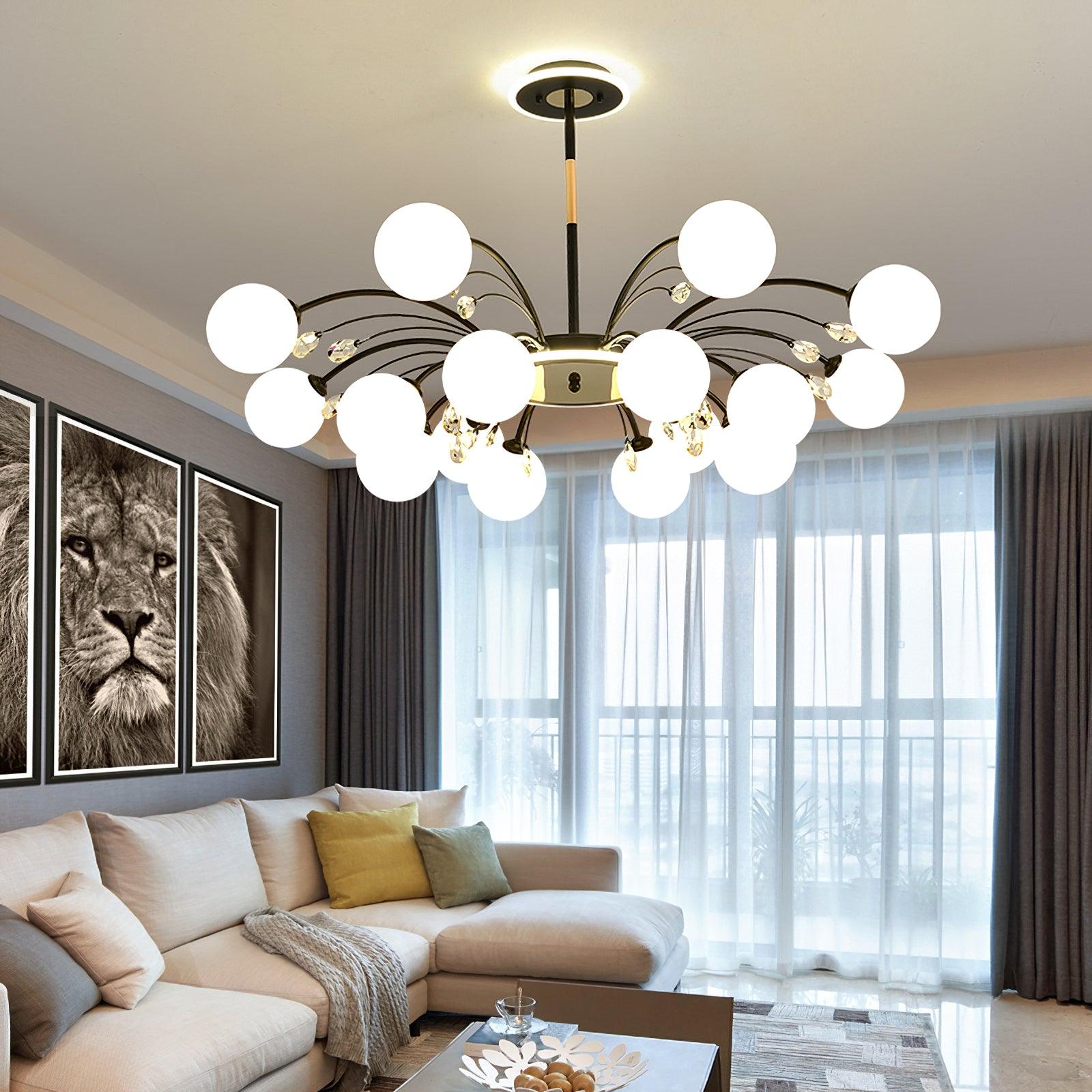 Luxury Glass Raindrop Chandelier Elegant Modern Ceiling Pendant Light Fixture