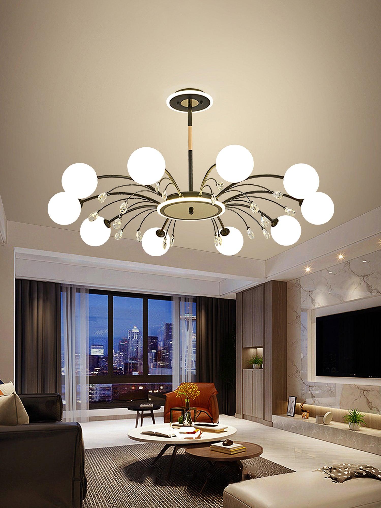 Luxury Glass Raindrop Chandelier Elegant Modern Ceiling Pendant Light Fixture