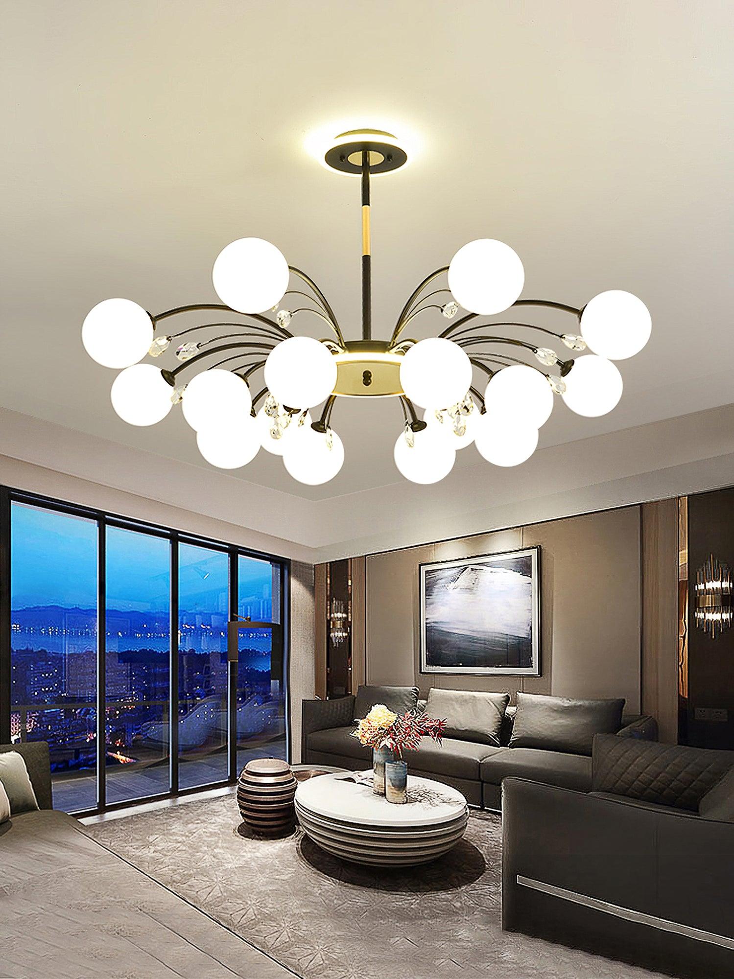 Luxury Glass Raindrop Chandelier Elegant Modern Ceiling Pendant Light Fixture