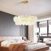 Luxury Glass Shell LED Chandelier Modern Electroplated Metal Pendant Light for Living Room