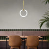 Luxury Gold Circle LED Pendant Light Copper Geometric Hanging Chandelier for Bedroom and Kitchen Island