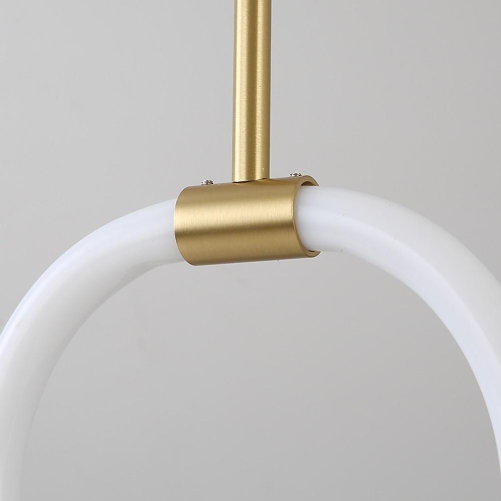 Luxury Gold Circle LED Pendant Light Copper Geometric Hanging Chandelier for Bedroom and Kitchen Island