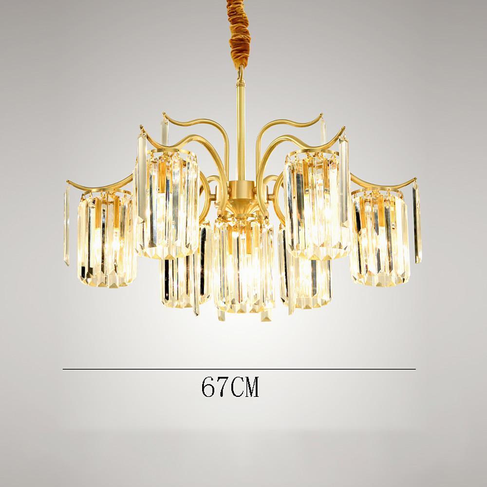 Luxury Gold Copper Crystal Chandelier LED Modern Glass Pendant Light for Living Room Dining Room