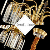Luxury Gold Copper Crystal Chandelier LED Modern Glass Pendant Light for Living Room Dining Room
